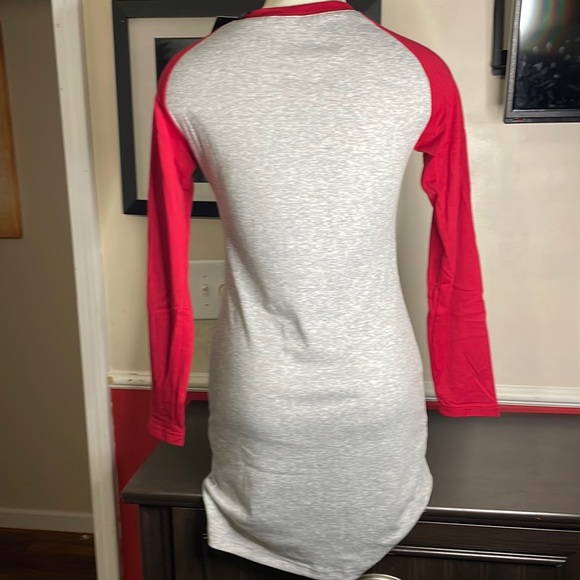 🎉Red and Gray Long Sleeve T-shirt Dress! - Picture 4 of 4